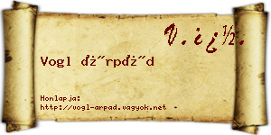 Vogl Árpád névjegykártya