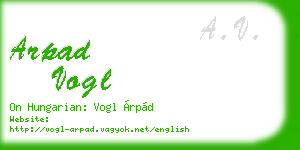 arpad vogl business card